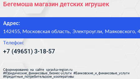 Бегемоша магазин детских игрушек - визитка