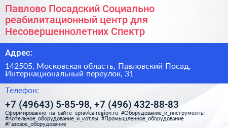 Павлово Посадский Социально реабилитационный центр для Несовершеннолетних Спектр - визитка