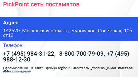 PickPoint сеть постаматов - визитка