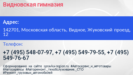 Видновская гимназия - визитка