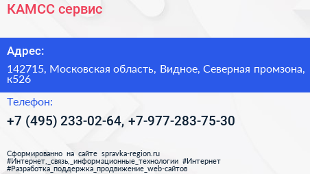 КАМСС сервис - визитка