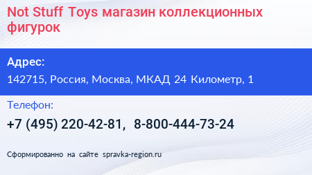 Not Stuff Toys магазин коллекционных фигурок - визитка