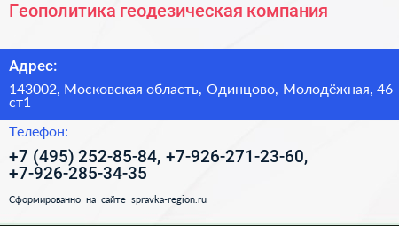 Геополитика геодезическая компания - визитка