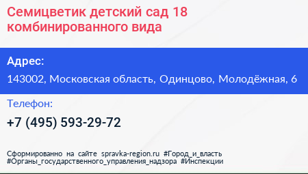 Семицветик детский сад 18 комбинированного вида - визитка