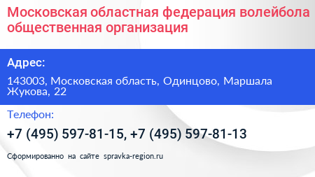 Московская областная федерация волейбола общественная организация - визитка