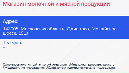 Магазин молочной и мясной продукции - визитка