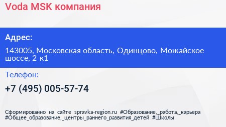 Voda MSK компания - визитка