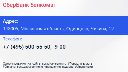 СберБанк банкомат - визитка