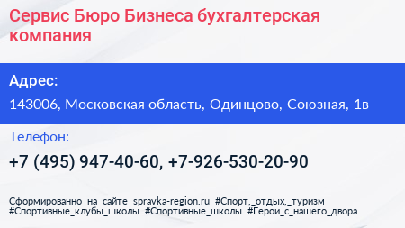 Сервис Бюро Бизнеса бухгалтерская компания - визитка