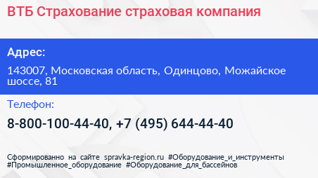 ВТБ Страхование страховая компания - визитка