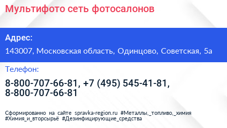 Мультифото сеть фотосалонов - визитка