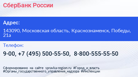 СберБанк России - визитка