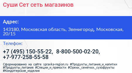 Суши Сет сеть магазинов - визитка