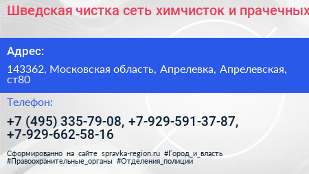 Шведская чистка сеть химчисток и прачечных - визитка