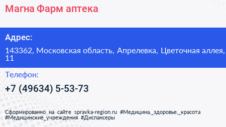 Магна Фарм аптека - визитка