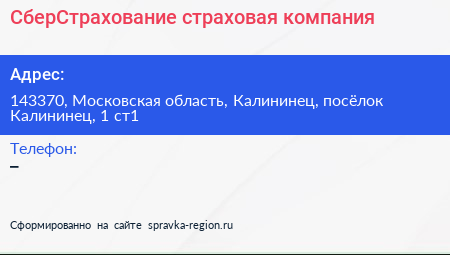 СберСтрахование страховая компания - визитка