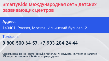 SmartyKids международная сеть детских развивающих центров - визитка