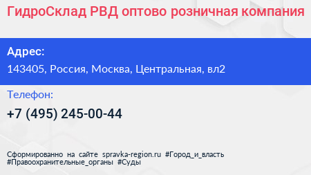 ГидроСклад РВД оптово розничная компания - визитка