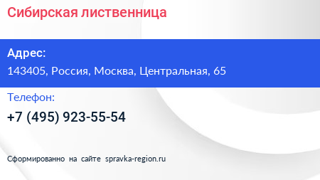 Нажмите, чтобы скачать визитку Сибирская лиственница - визитка