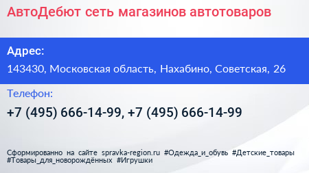 АвтоДебют сеть магазинов автотоваров - визитка