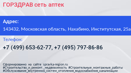 ГОРЗДРАВ сеть аптек - визитка