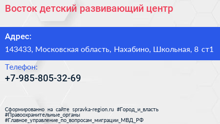 Нажмите, чтобы скачать визитку Восток детский развивающий центр - визитка