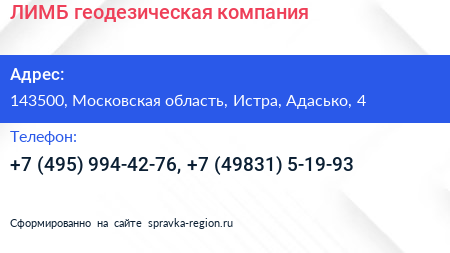 ЛИМБ геодезическая компания - визитка