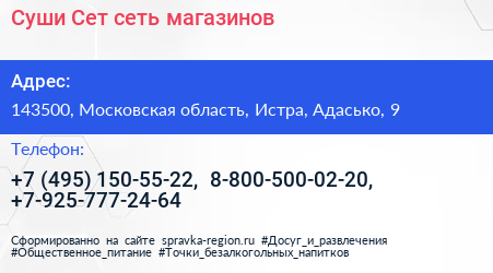 Суши Сет сеть магазинов - визитка