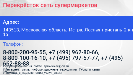 Перекрёсток сеть супермаркетов - визитка