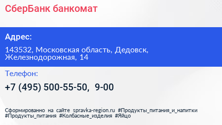 СберБанк банкомат - визитка