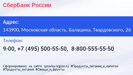 СберБанк России - визитка