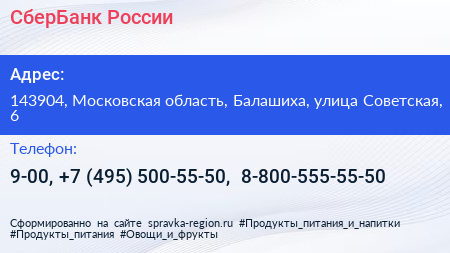 СберБанк России - визитка