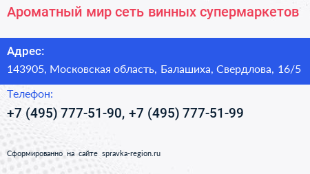 Ароматный мир сеть винных супермаркетов - визитка