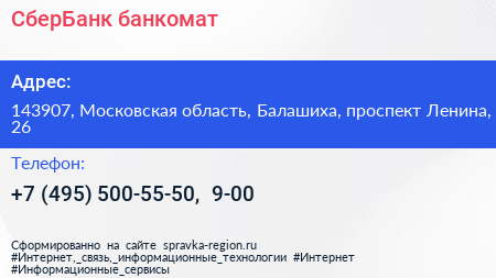 СберБанк банкомат - визитка