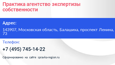 Практика агентство экспертизы собственности - визитка