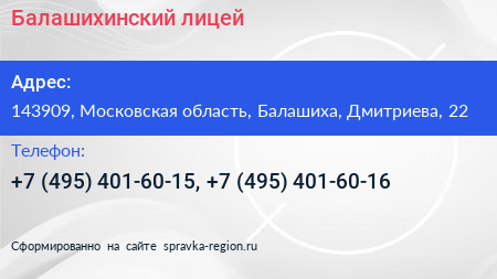 Балашихинский лицей - визитка
