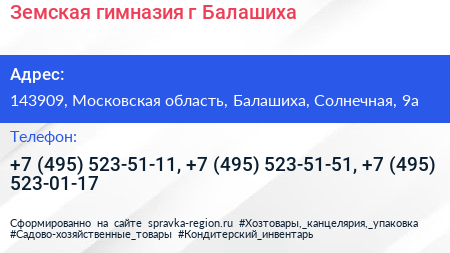 Земская гимназия г Балашиха - визитка