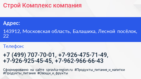 Строй Комплекс компания - визитка