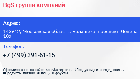 BgS группа компаний - визитка