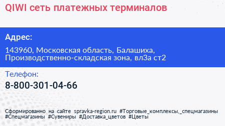 QIWI сеть платежных терминалов - визитка