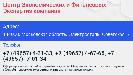 Центр Экономических и Финансовых Экспертиз компания - визитка