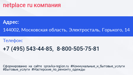 netplace ru компания - визитка