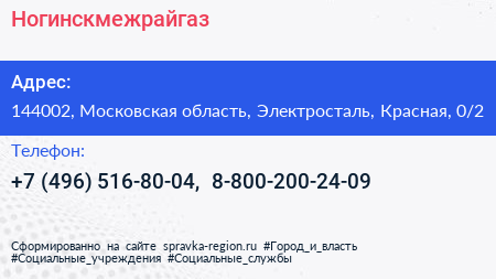 Ногинскмежрайгаз - визитка