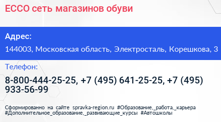 ECCO сеть магазинов обуви - визитка