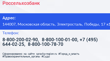Россельхозбанк - визитка