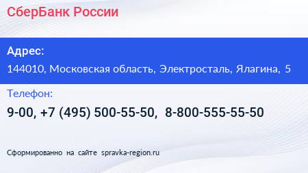 СберБанк России - визитка