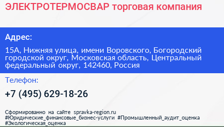 ЭЛЕКТРОТЕРМОСВАР торговая компания - визитка