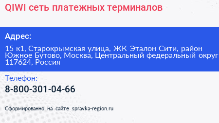 QIWI сеть платежных терминалов - визитка