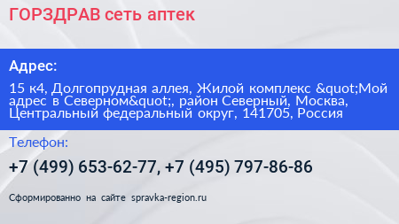 ГОРЗДРАВ сеть аптек - визитка