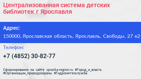 Централизованная система детских библиотек г Ярославля - визитка